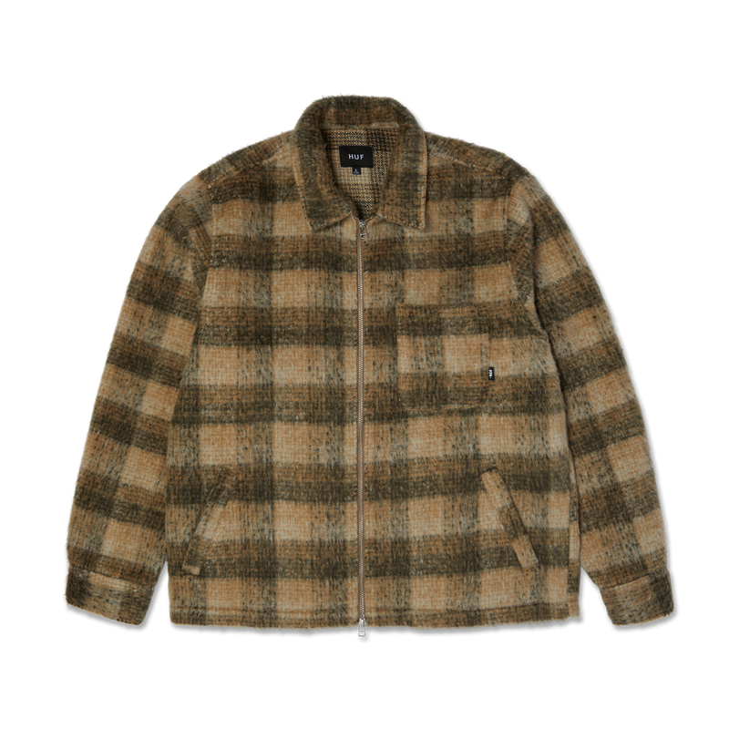HUF Megablast Plaid Jacket multi check geruit overshirt met fleecevoering en button-up sluiting