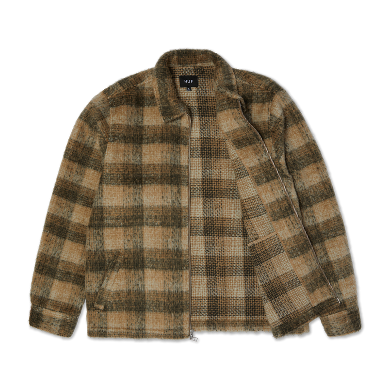 HUF Megablast Plaid Jacket multi check geruit overshirt met fleecevoering en button-up sluiting