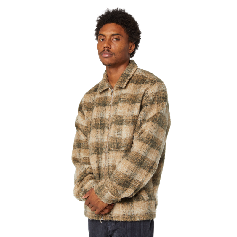 HUF Megablast Plaid Jacket multi check geruit overshirt met fleecevoering en button-up sluiting