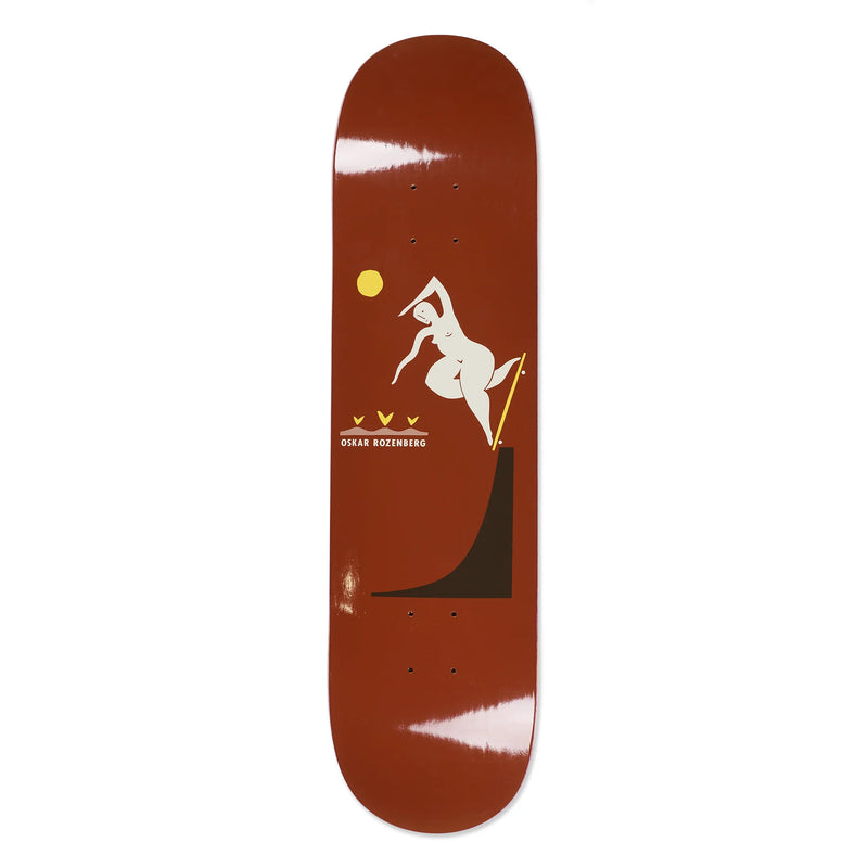 Polar Skate Co Oskar Rozenberg BS Noseblunt Burnt Red Deck – pro-model skateboarddeck van 7-laags esdoorn met burnt red graphic en gratis griptape