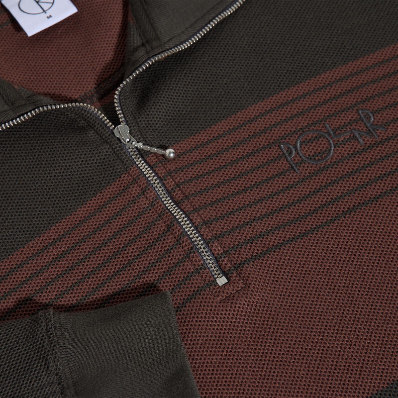 Polar Skate Co Surf Half Zip Sweater Dirty Black Brownstone – tweekleurige sweater met halve rits en relaxed fit