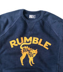 Rumble Speedshop Yellow Cat Heather Blue Sweater – crewneck sweater met Yellow Cat graphic