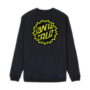 Santa Cruz Malba Crash Dot Crew – zwarte sweater met Crash Dot-logo op borst en rug, gemaakt van zachte katoenblend
