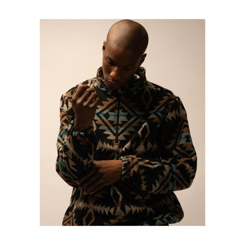 Hélas Caps Tradi Quarter Zip – quarter-zip sweater met opstaande kraag, geborduurd logo en sportieve retro-stijl