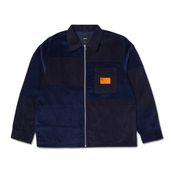 HUF Union Corduroy Shacket zwart corduroy overshirt met button-up en borstzakken