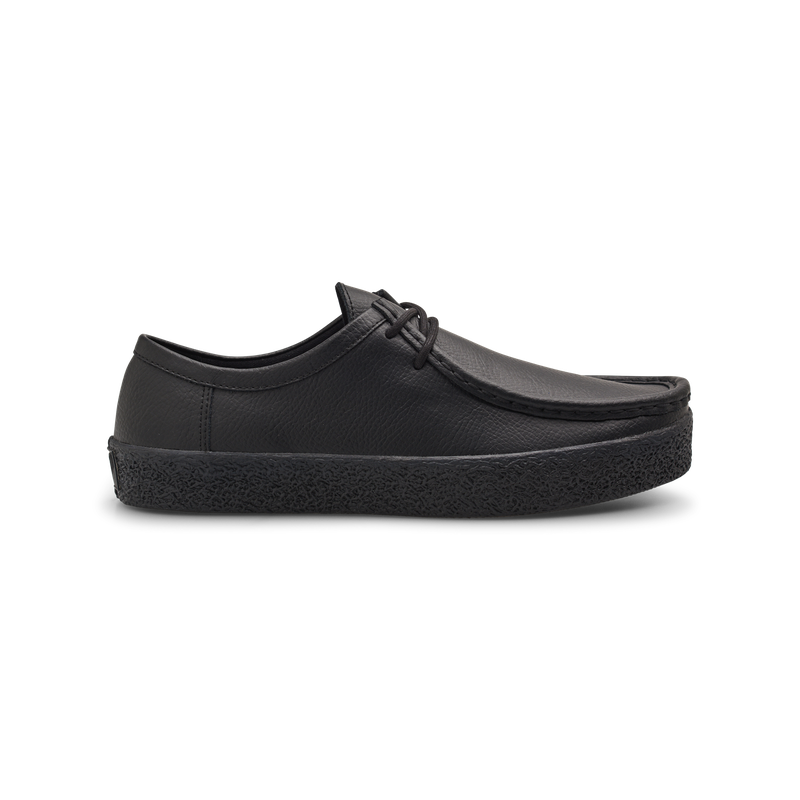 Last Resort AB VM006 Moc Black Black Leather – zwarte leren moc-toe skateschoen met vulcanized zool en tonale branding