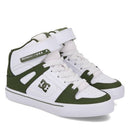 DC Shoes Kids Pure Hi Top EV Olive White high top skate schoen met klittenband en cupsole zool
