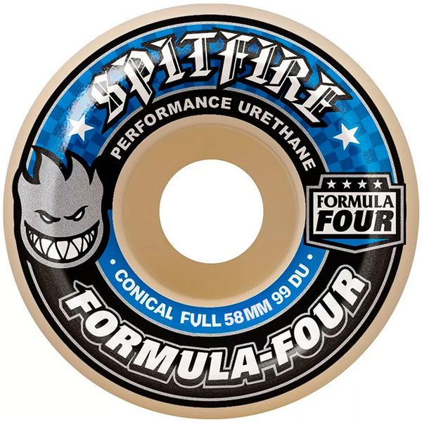 Spitfire Formula Four Conical Full Wheels 99D – high-performance conical skatewielen van Formula Four urethaan