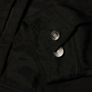 HUF x Thrasher Trucker Jacket – zwart denim jack met grote Thrasher-print op de rug en subtiel HUF-logo, ritssluiting en klassieke trucker-fit