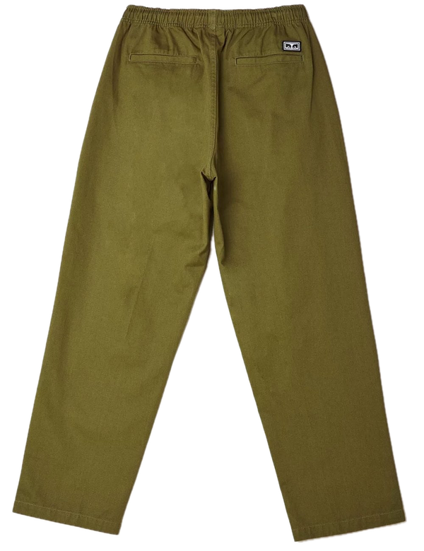 Obey Easy Twill Pant Army Tent – olijfgroene twill broek van katoen en polyester met elastische tailleband en trekkoord