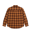 Polar Skate Co Mitchell LS Shirt Shadow Check – longsleeve overshirt van katoenmix met zwart-grijze ruitprint en borstzak met Polar-label.
