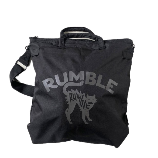 Rumble Helmet Bag Black V2 – zwarte helm tas van polyester met verstevigde bodem, handgrepen en ritsvak