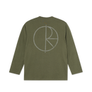 Polar Skate Co Steve LS Tee Stroke Logo Army Green – longsleeve van 100% katoen met geborduurd Stroke-logo op de borst in army-groene kleur.