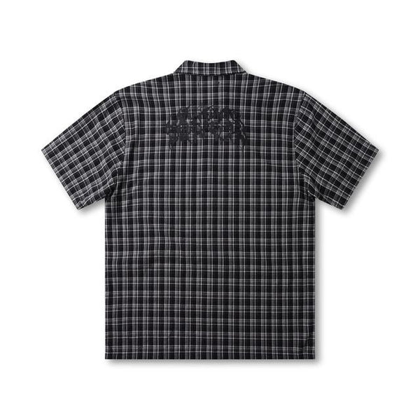 Former Vivian Check SS Shirt Black – short-sleeve woven shirt met black check pattern
