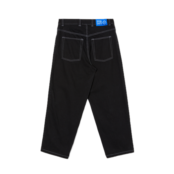 Polar Skate Co Big Boy Pants OG Logo Black White Stitching – zwarte baggy denim met witte stiksels en OG Logo