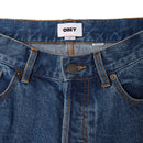 Obey Hardwork Denim Pants – Stonewash Indigo straight leg jeans van 100% katoen met vintage stonewash wassing