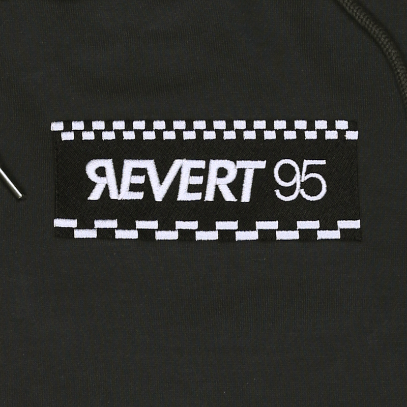 Revert 95 Checkerboard Box Logo Hoodie Ash Black