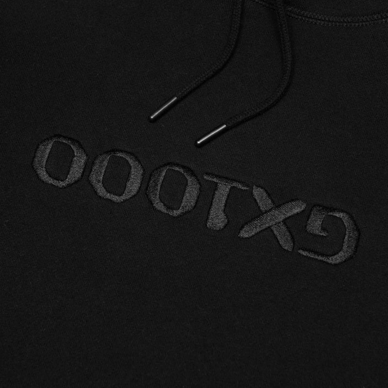 GX1000 Og Logo Flip Hoodie black voorkant gx1000 logo close-up sweater Revert95.com