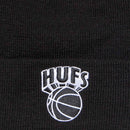 HUF EASTERN POM BEANIE zwart voorkant HUF logo close-up Revert95.com