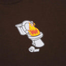 HUF HOT SHIT T-SHIRT Chocolate Brown voorkant close-up Revert95.com