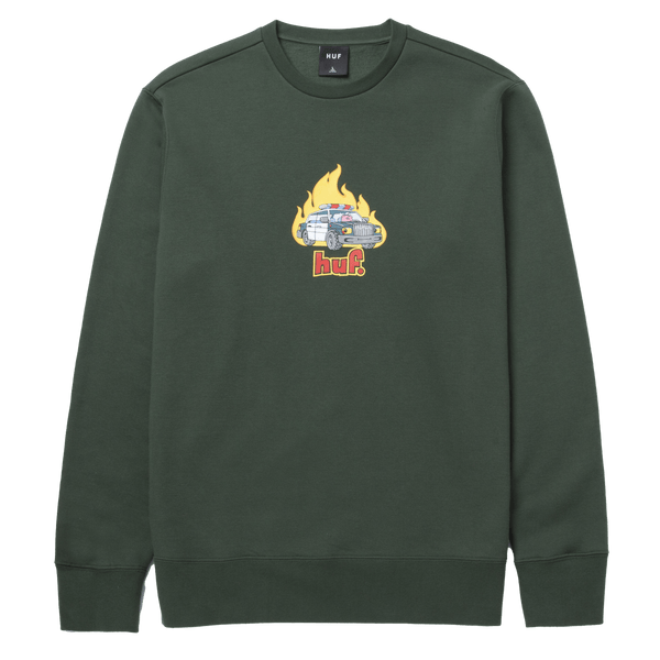 HUF ROASTED CREW sweater dark green voorkant