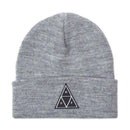 HUF TRIPLE TRIANGLE CUFF BEANIE Grey Heather voorkant muts Revert95.com