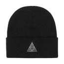 HUF TRIPLE TRIANGLE CUFF BEANIE zwart voorkant muts Revert95.com