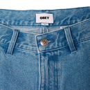 Obey Carpenter denim light indigo skate broek close-up gulp voorkant