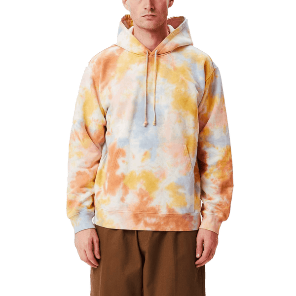 Obey mini bold recycled tie dye hoodie toffee multi voorkant lifestyle