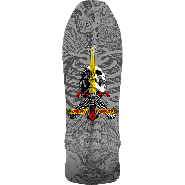 Powell Peralta Geegah Skull & Sword  Skateboard Deck Silver Shape achterkant