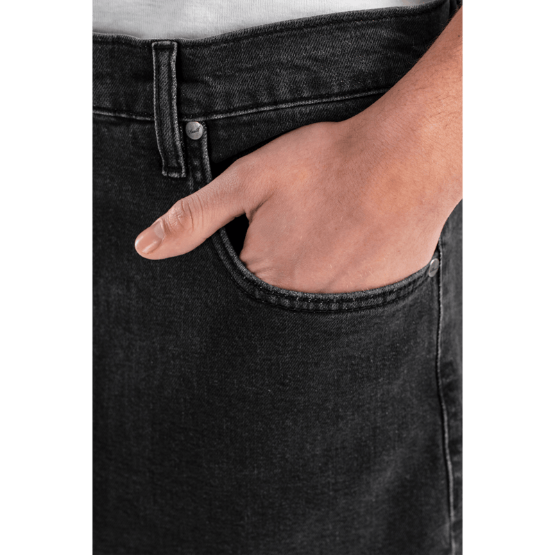 Reell Denim Jeans Baggy Black Wash Revert95 voorkant close-up