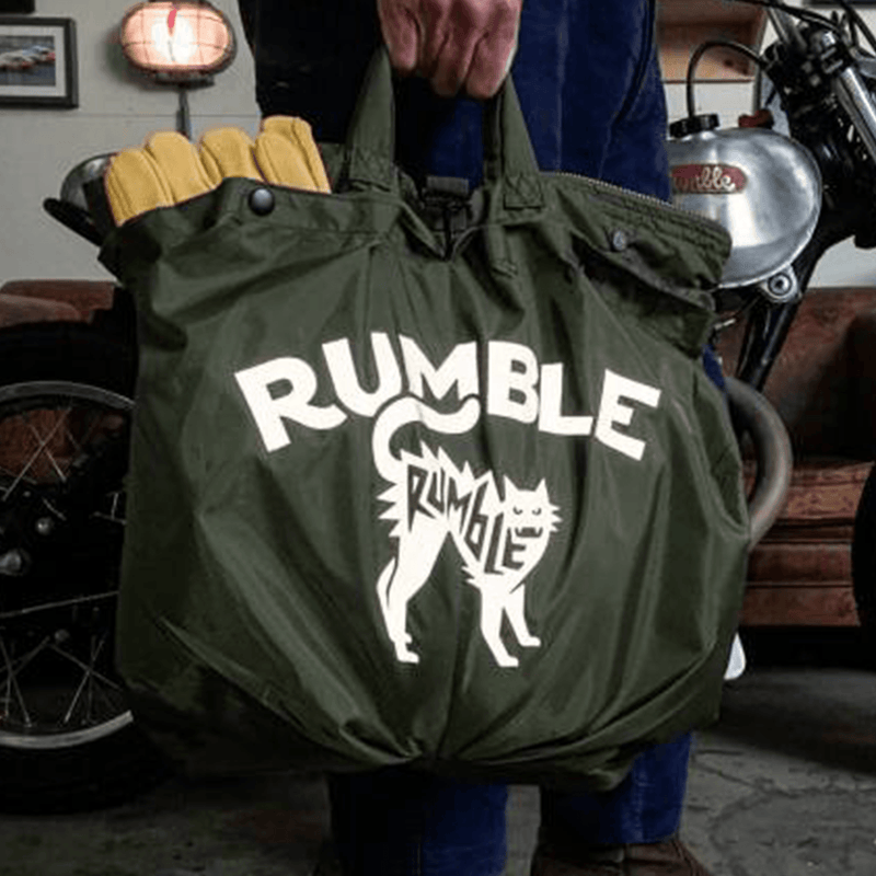 Rumble speed shop Helmen tas voorkant groen lifestyle verlicht
