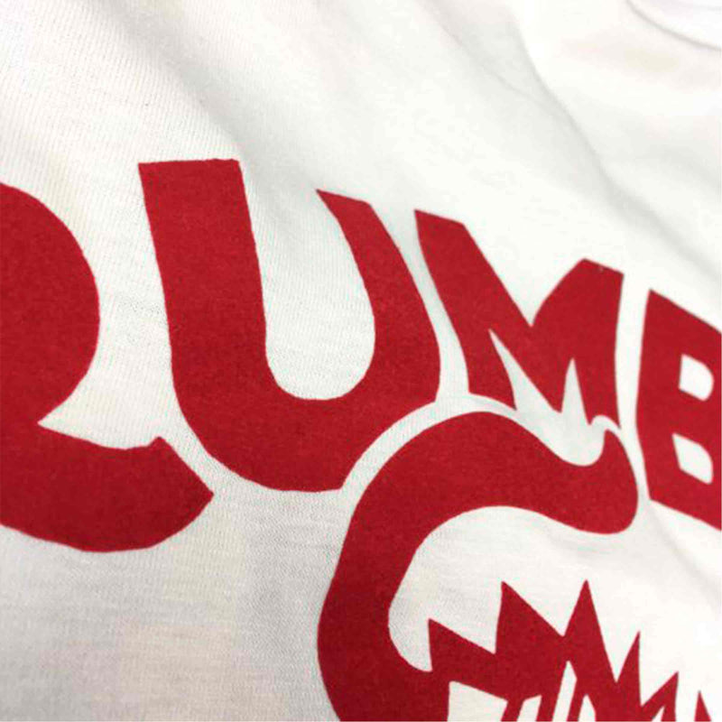 Rumble speedshop Vintage White Red Cat T-shirt close-up Revert95.com