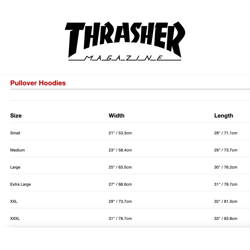 Thrasher VICE LOGO HOODED SWEAT BLACK matentabel  Revert95.com