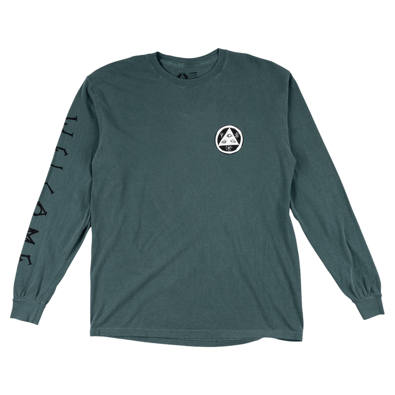 Welcome Sloth Garment-Dyed Longsleeve T-shirt Spruce voorkant